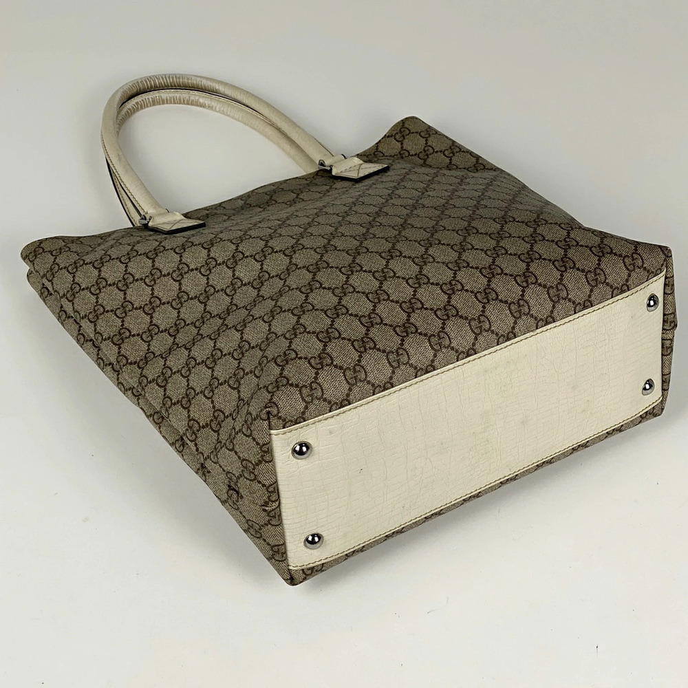 Gucci handbag tote shoulder bag beige canvas GG